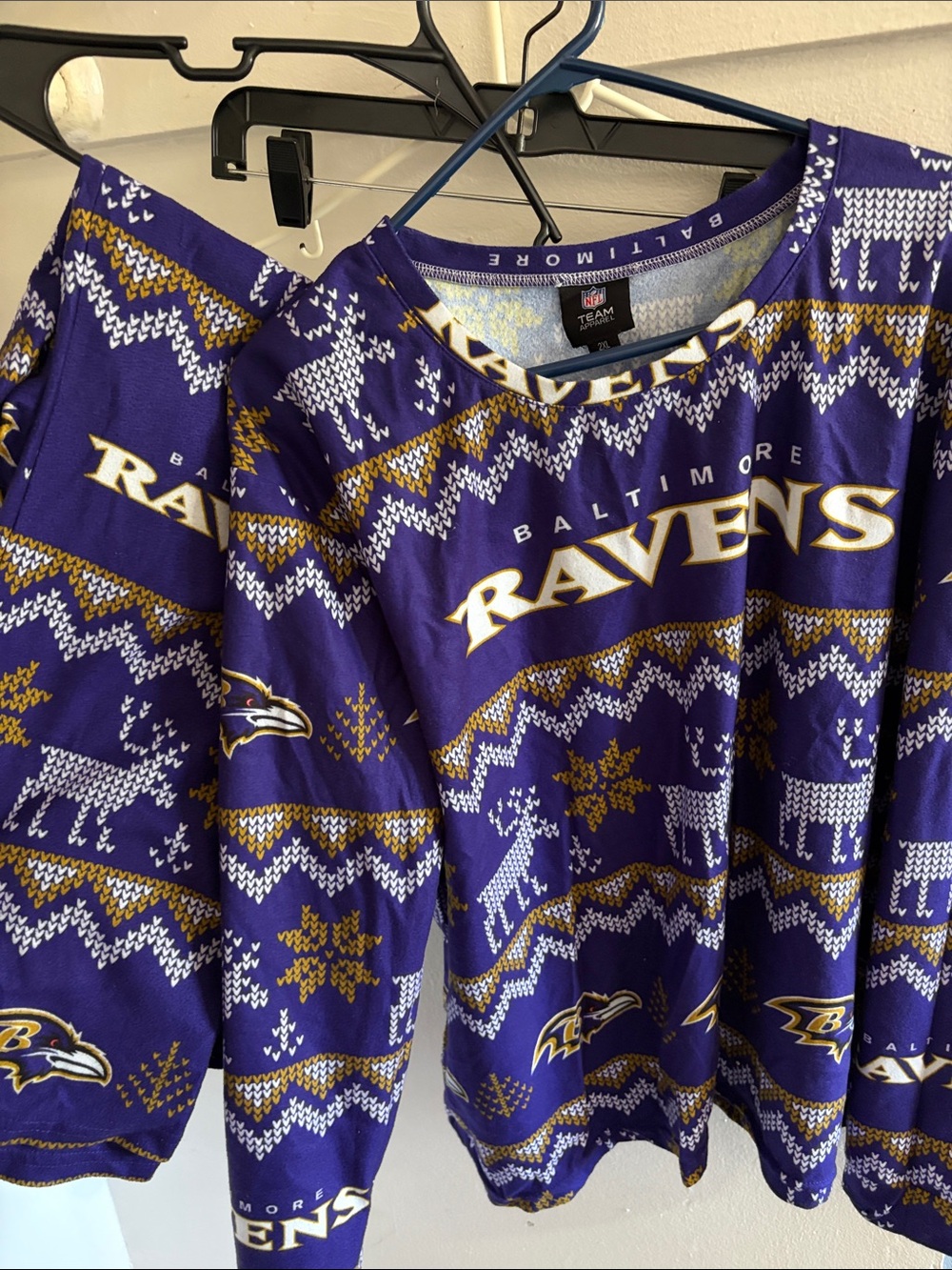 NFL Baltimore Ravens Purple & Gold Holiday Pajama Top